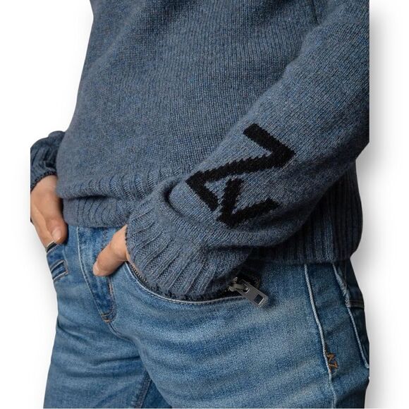 Zadig & Voltaire Women’s Sourca Rc Cashmere Sweater in the Size Large in Denim - Picture 10 of 11